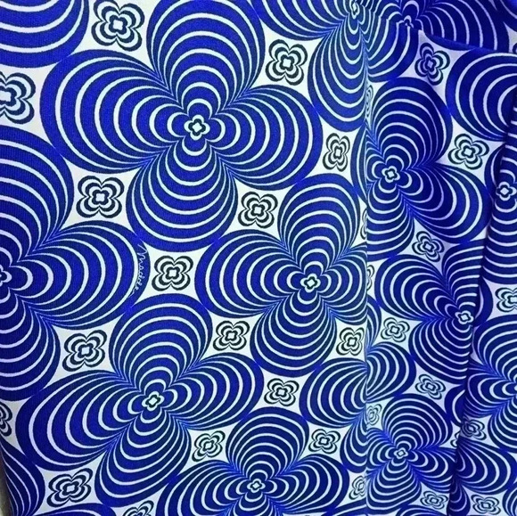 NWT Size Large Melly M Blue Floral 70s Psychedelic Slinky Maxi Dress Made in USA - Picture 4 of 6